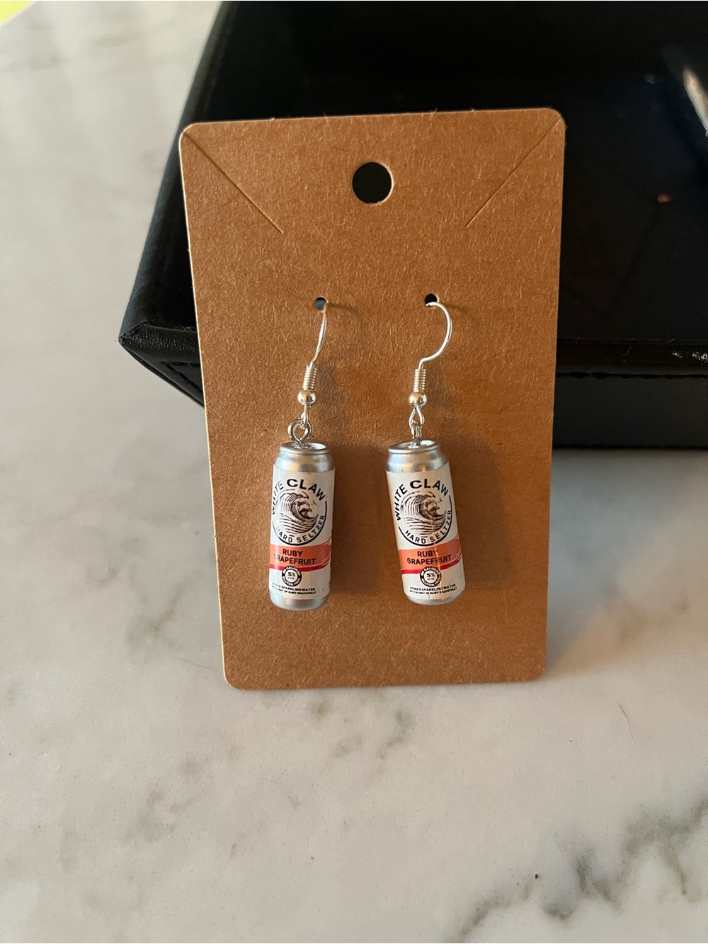2/$15- White Claw Ruby Grapefruit can Hanging Earrings Handemade